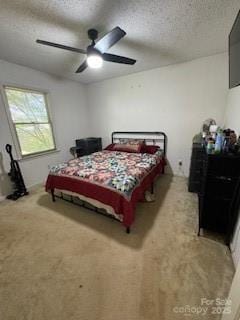 2669 Icard Rhodhiss Rd, Connelly Springs, NC 28612 - bedroom featuring light colored carpet, a textured ceiling, and a ceiling fan