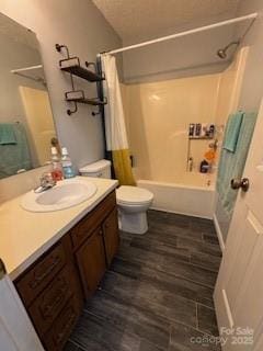 2669 Icard Rhodhiss Rd, Connelly Springs, NC 28612 - bathroom featuring vanity, shower / tub combo, toilet, and wood finished floors