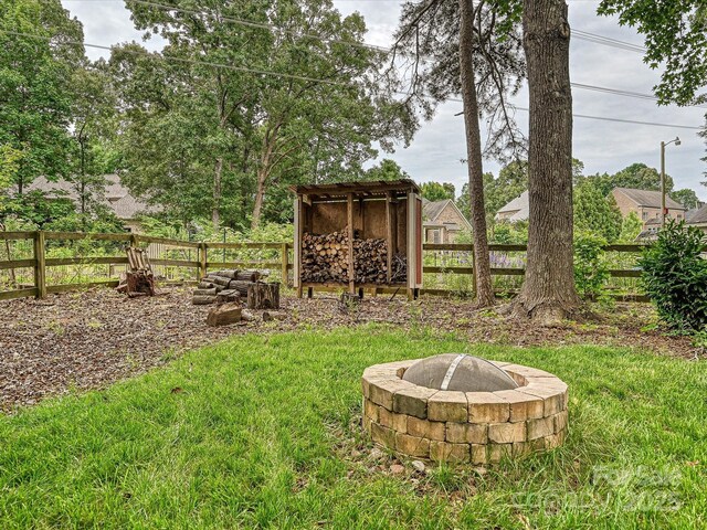 2911 Butter Churn Ln, Matthews, NC 28105 - view of yard featuring a fire pit