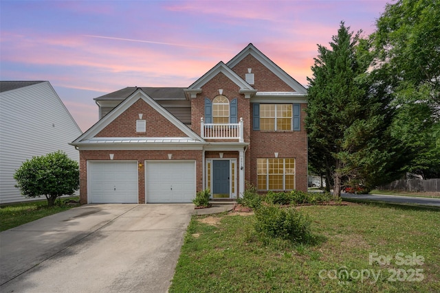 2013 Arbor Crest Ct, Charlotte, NC 28262 - colonial home featuring brick siding, concrete driveway, and a lawn