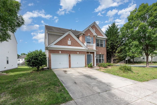 2013 Arbor Crest Ct, Charlotte, NC 28262 - view of front of house featuring brick siding, a garage, a front lawn, and concrete driveway