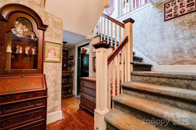 611 E Marion St, Shelby, NC 28150 - stairway with wood finished floors