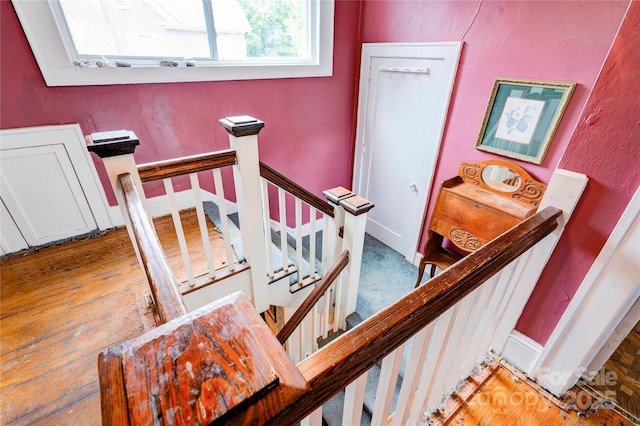 611 E Marion St, Shelby, NC 28150 - stairway with wood finished floors and baseboards