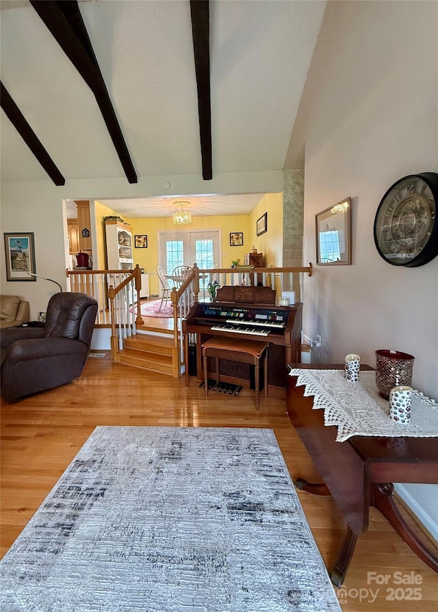 403 Kings Dr, Cherryville, NC 28021 - living room featuring wood finished floors and a chandelier