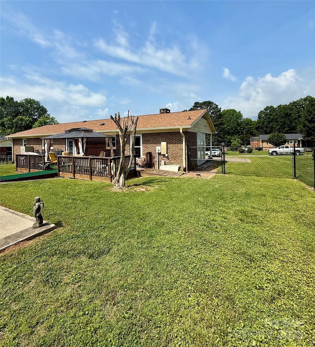 403 Kings Dr, Cherryville, NC 28021 - back of property with brick siding and a patio area