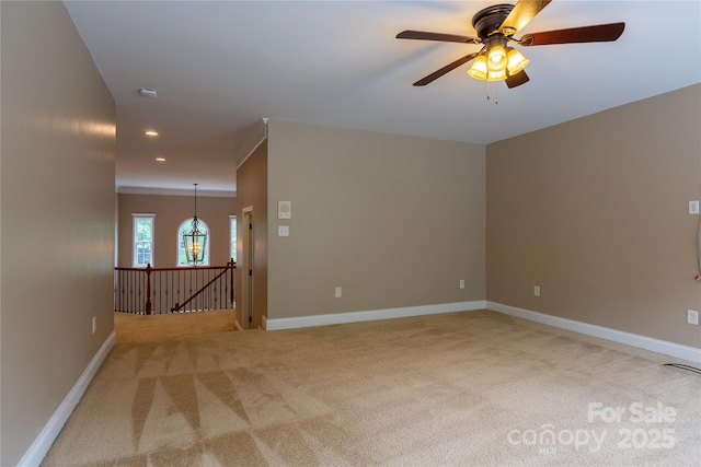 1009 Brookline Dr, Huntersville, NC 28078 - unfurnished room featuring light colored carpet, ceiling fan, and recessed lighting