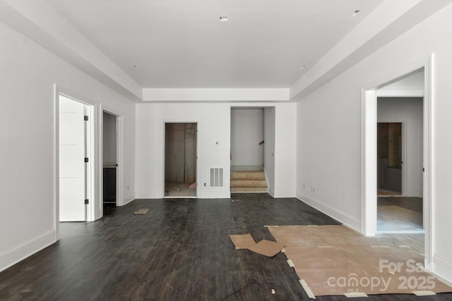 6782 Kingfisher Ct, Denver, NC 28037 - spare room with dark wood-type flooring, stairway, and baseboards