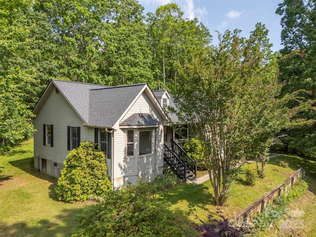 2 Candlestick Dr, Zirconia, NC 28790 - view of front of property featuring a shingled roof and stairs