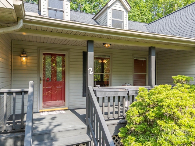 2 Candlestick Dr, Zirconia, NC 28790 - doorway to property with a porch and roof with shingles