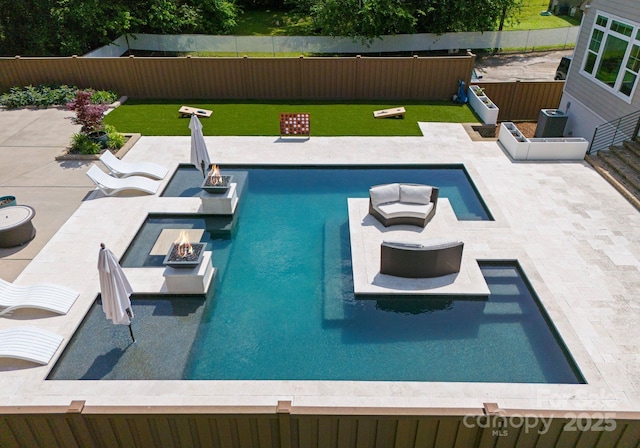 4021 Redwood Ave, Charlotte, NC 28205 - view of pool featuring an outdoor fire pit and a patio