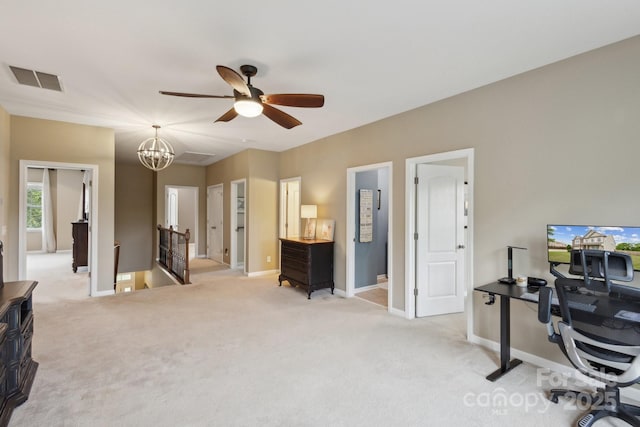 4430 Bravery Pl SW, Concord, NC 28027 - office with light colored carpet, ceiling fan, and baseboards