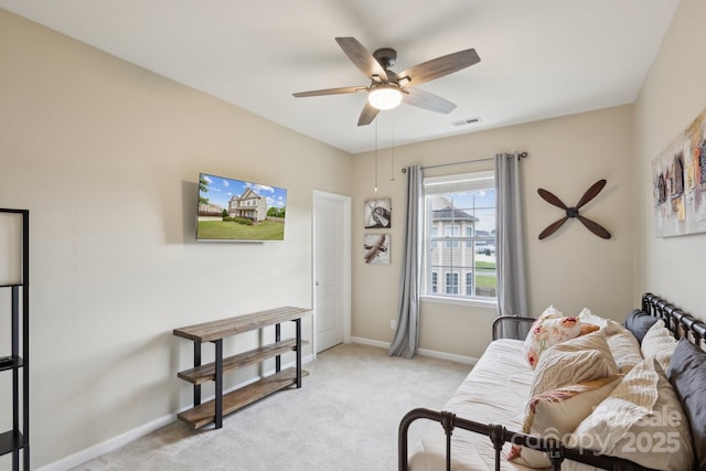 4430 Bravery Pl SW, Concord, NC 28027 - sitting room featuring ceiling fan, light colored carpet, and baseboards