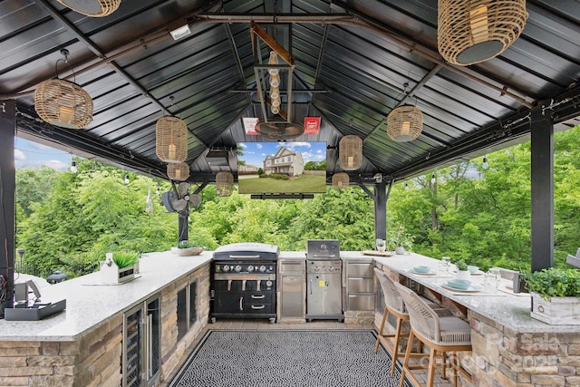 4430 Bravery Pl SW, Concord, NC 28027 - view of patio featuring wine cooler and a gazebo