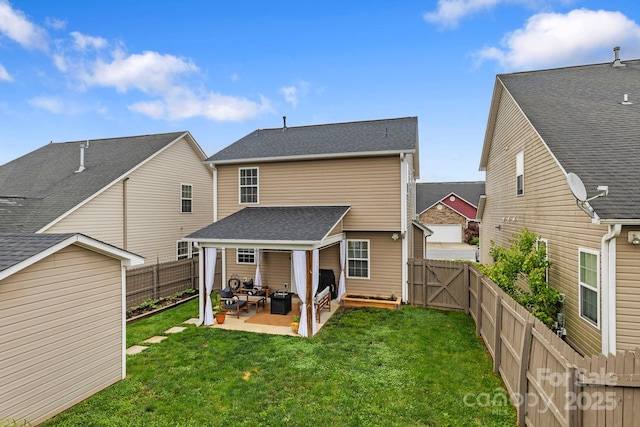 20 Daphne Dr, Arden, NC 28704 - rear view of house with a patio area, an outdoor living space, a gate, and a shingled roof