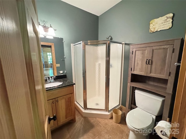 658 Green Point Ln, Boomer, NC 28606 - bathroom featuring a stall shower, vanity, and tile patterned flooring