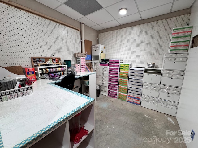 658 Green Point Ln, Boomer, NC 28606 - misc room with unfinished concrete flooring and a paneled ceiling