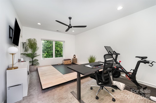 5925 Creola Rd, Charlotte, NC 28270 - office area featuring a ceiling fan and recessed lighting