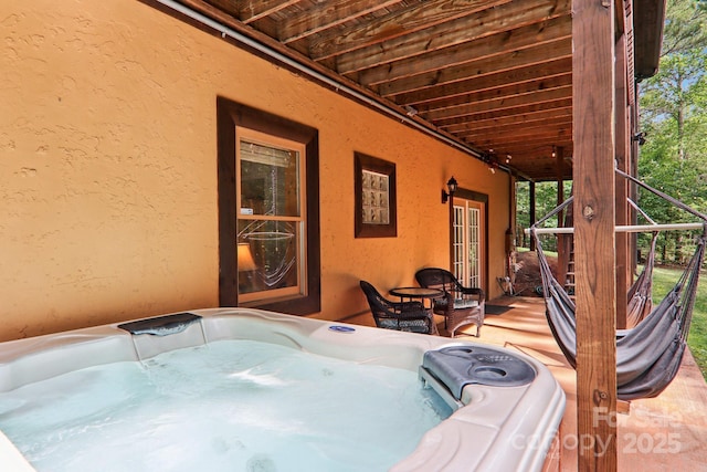 145 Jobes Trl, Mill Spring, NC 28756 - wooden deck featuring a hot tub