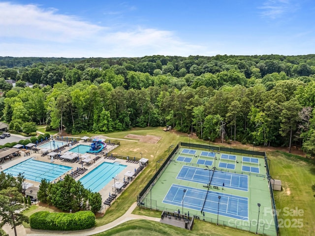16028 Cranleigh Dr, Huntersville, NC 28078 - drone / aerial view of a forest and a pool