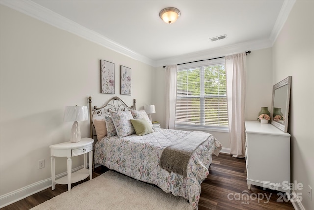 3009 Lydney Cir, Waxhaw, NC 28173 - bedroom with ornamental molding, dark wood finished floors, and baseboards
