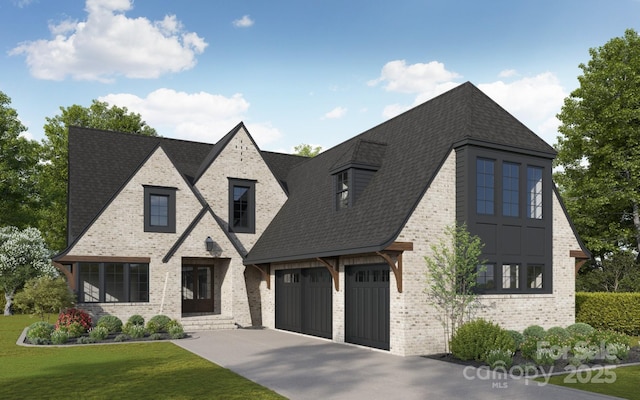 7215 Alexander Rd Unit 4, Charlotte, NC 28270 - view of front of house with concrete driveway, brick siding, a front yard, and a shingled roof