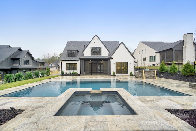 7215 Alexander Rd Unit 4, Charlotte, NC 28270 - view of pool featuring a pool with connected hot tub, a patio area, and a residential view
