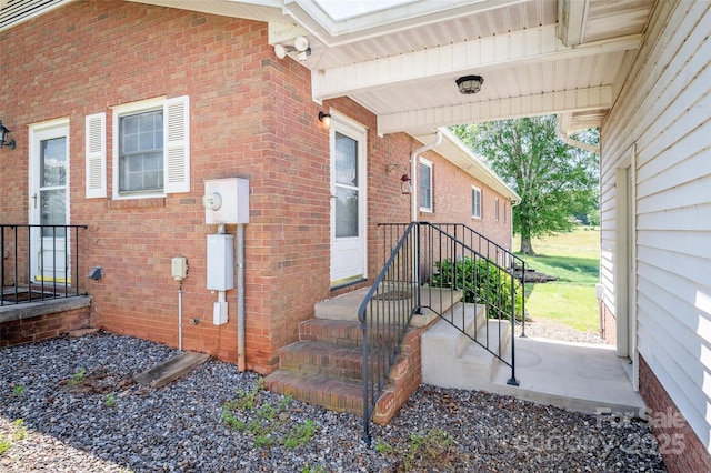 765 York Institute Rd, Hiddenite, NC 28636 - view of exterior entry featuring brick siding