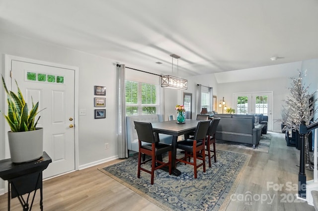 3071 Des Prez Ave, Fort Mill, SC 29707 - dining room featuring french doors, light wood-type flooring, and baseboards