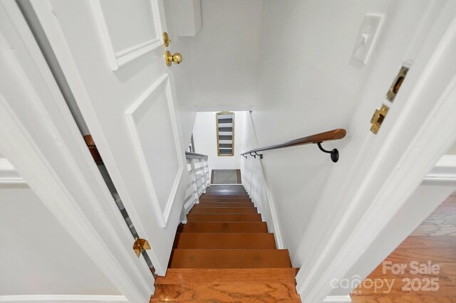 308 Odell St, Kannapolis, NC 28083 - staircase featuring wood finished floors