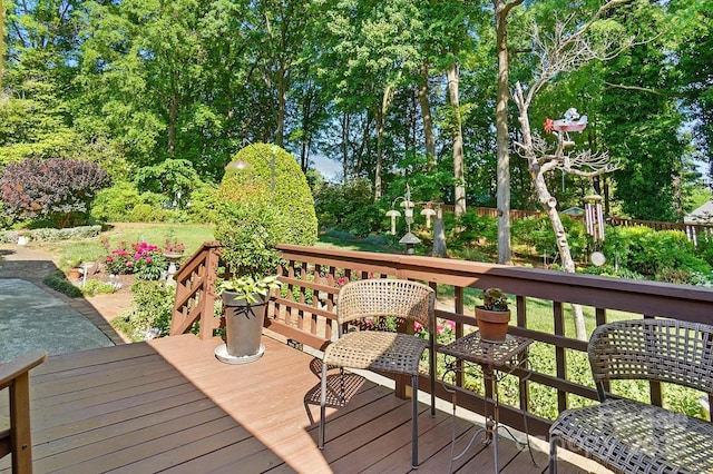 308 Odell St, Kannapolis, NC 28083 - wooden deck featuring view of wooded area