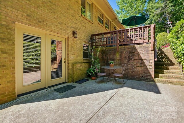 308 Odell St, Kannapolis, NC 28083 - view of patio featuring stairs, french doors, and a wooden deck