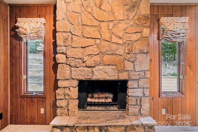 8117 Rising Meadow Rd, Charlotte, NC 28277 - detailed view of wooden walls and a fireplace