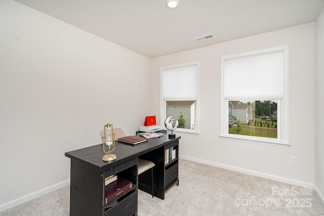 16018 River Tree Ln, Charlotte, NC 28278 - office area with light carpet, baseboards, and healthy amount of natural light