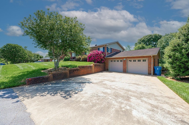 1515 Fairway Acres Rd, Lenoir, NC 28645 - view of front facade featuring a garage, a front yard, brick siding, and concrete driveway