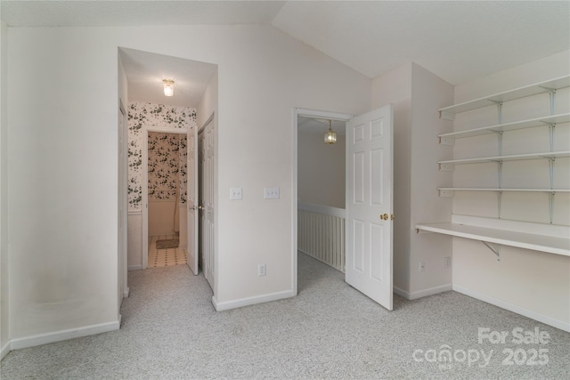 9006 Four Mile Creek Rd, Charlotte, NC 28277 - unfurnished bedroom with carpet floors, baseboards, and vaulted ceiling