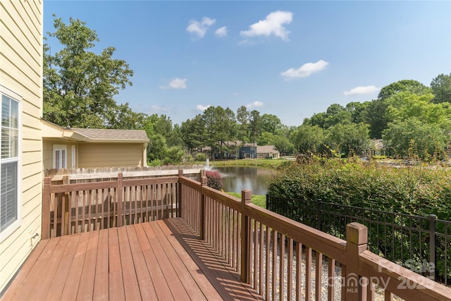 9006 Four Mile Creek Rd, Charlotte, NC 28277 - deck with a water view and view of scattered trees