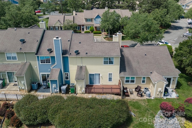 9006 Four Mile Creek Rd, Charlotte, NC 28277 - rear view of property featuring a residential view, a chimney, central air condition unit, and a shingled roof