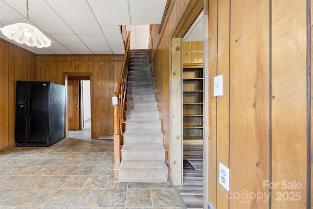 217 S Highland St, Gastonia, NC 28052 - staircase featuring wooden walls