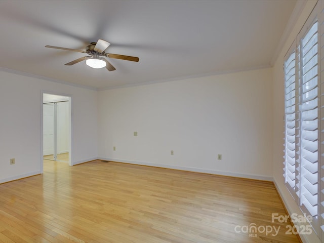 8 Sunrise Point Rd, Lake Wylie, SC 29710 - unfurnished room featuring ornamental molding, ceiling fan, light wood-type flooring, and baseboards