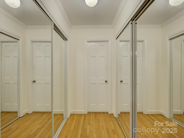 8 Sunrise Point Rd, Lake Wylie, SC 29710 - hallway featuring light wood-style flooring and crown molding
