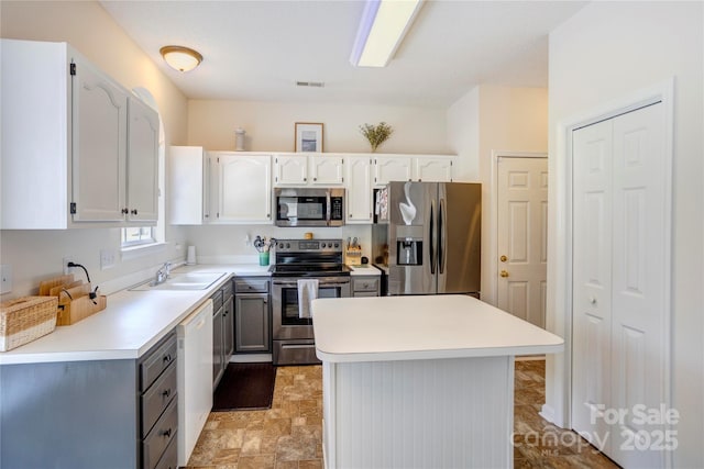2024 Stonewyck Ave, Kannapolis, NC 28081 - kitchen featuring stainless steel appliances, a sink, light countertops, and a kitchen island