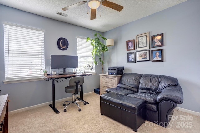 2024 Stonewyck Ave, Kannapolis, NC 28081 - office featuring carpet, a ceiling fan, a textured ceiling, and baseboards