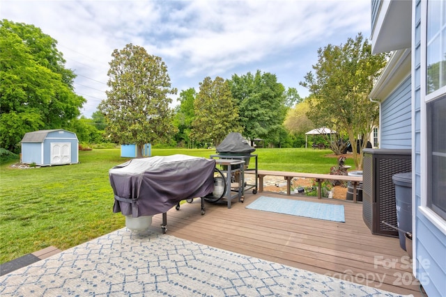 2024 Stonewyck Ave, Kannapolis, NC 28081 - wooden deck featuring a yard, grilling area, and view of wooded area