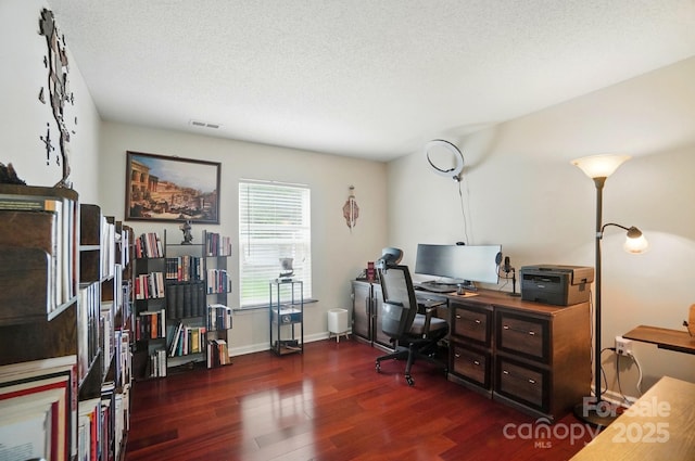 512 Nanny Point Dr, Monroe, NC 28110 - office area featuring wood finished floors, a textured ceiling, and baseboards