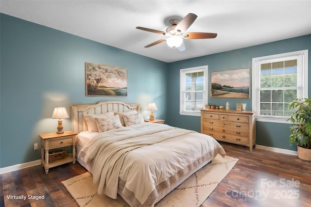 139 Pleasant Garden Dr, Taylorsville, NC 28681 - bedroom with baseboards, wood finished floors, and ceiling fan