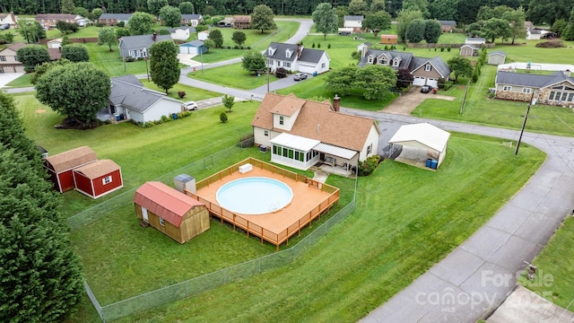 139 Pleasant Garden Dr, Taylorsville, NC 28681 - aerial perspective of suburban area featuring a pool