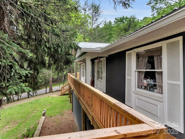 49 Trimont Mountain Trl, Franklin, NC 28734 - view of home's exterior with a yard and metal roof