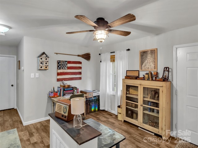 49 Trimont Mountain Trl, Franklin, NC 28734 - office with a ceiling fan, wood finished floors, and baseboards
