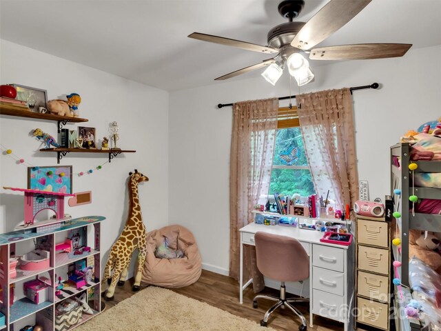 49 Trimont Mountain Trl, Franklin, NC 28734 - office space with ceiling fan, wood finished floors, and baseboards