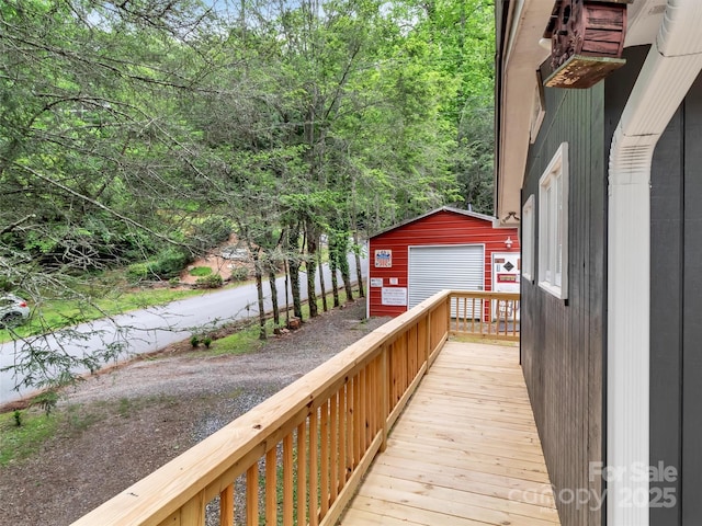 49 Trimont Mountain Trl, Franklin, NC 28734 - wooden deck with an outdoor structure and a garage